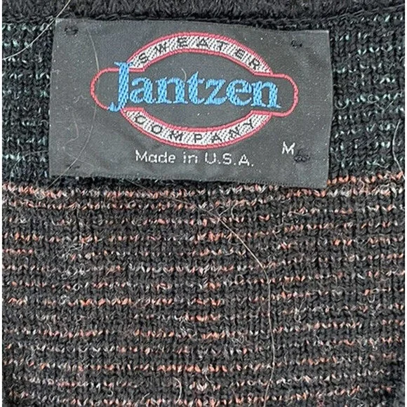 Vintage Jantzen Wool Acrylic Check USA Medium Vneck Sweater Vest VTG - Picture 3 of 6